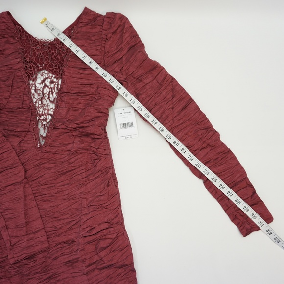 Free People Ruched Bodycon Dress 8 Wine - Picture 7 of 8